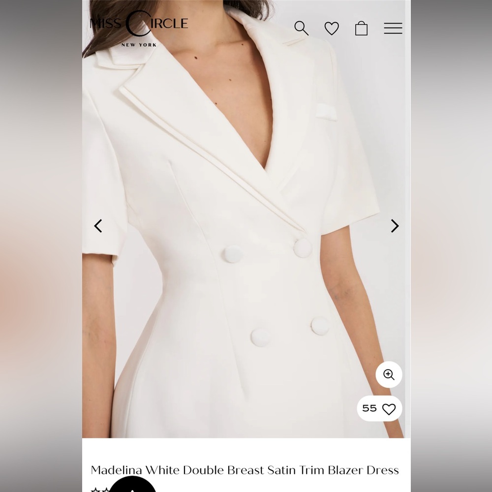 White Satin Trim Blazer Dress